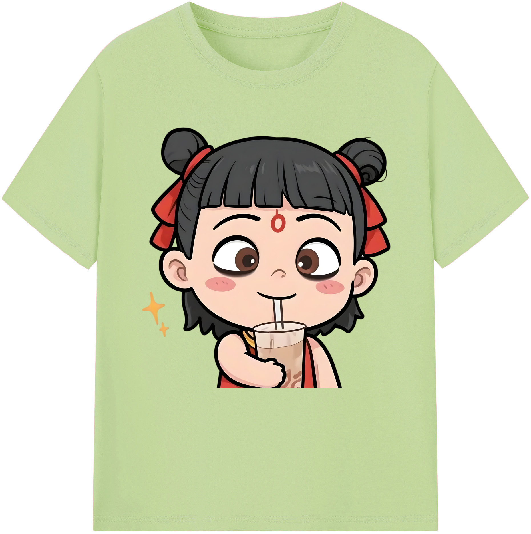 （画像用） Ne Zha 2 ナタ 魔童の大暴れ 綿100％半袖Tシャツ（フロントプリント）